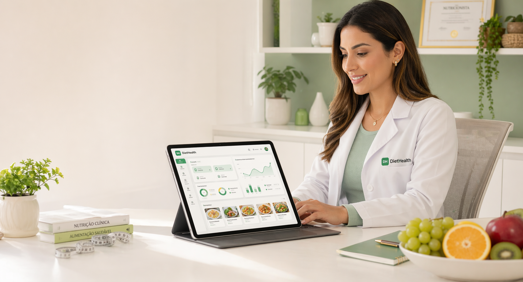 Nutricionista utilizando o sistema DietHealth